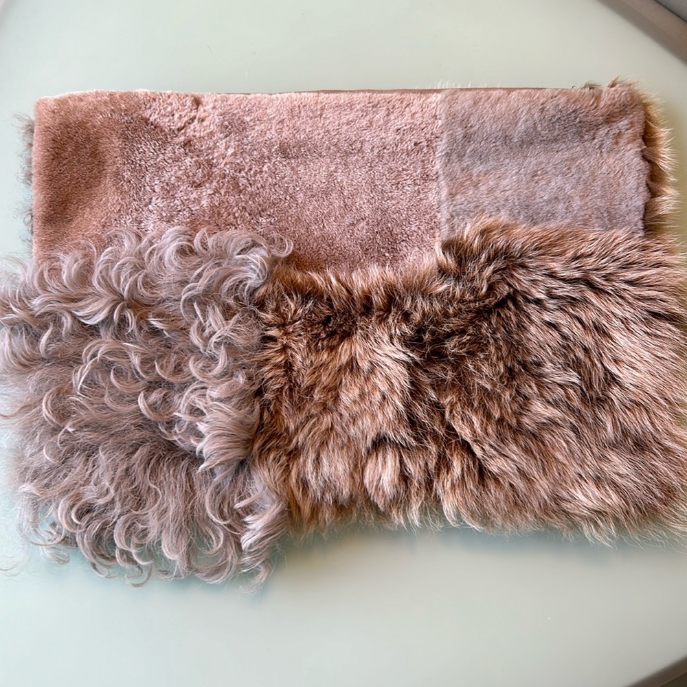 GENUINE SHEARLING PATCHWORK CLUTCH BAG-LARGE SLOUCHY MADE IN THE UK